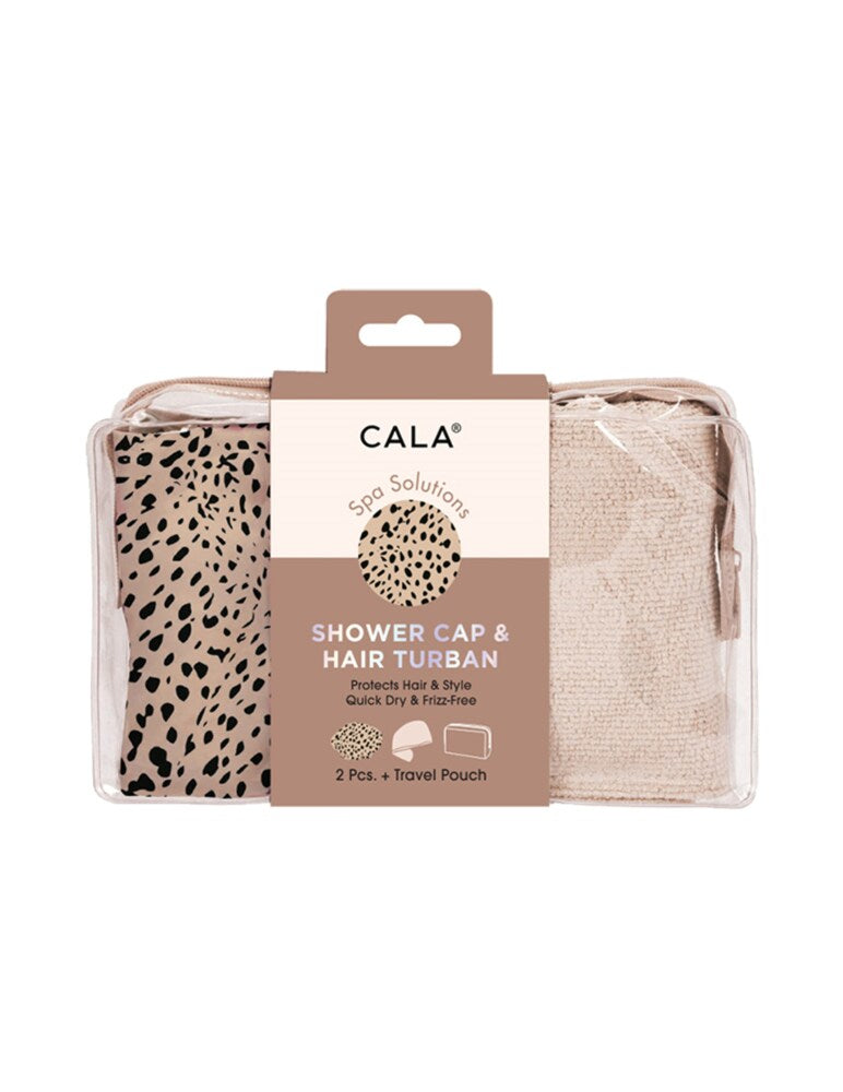 CALA Spa Solutions - Set de Gorro de Ducha y Turbante de Microfibra