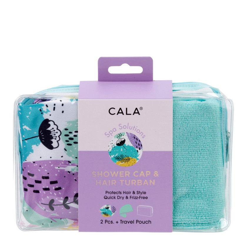 CALA Spa Solutions - Set de Gorro de Ducha y Turbante de Microfibra