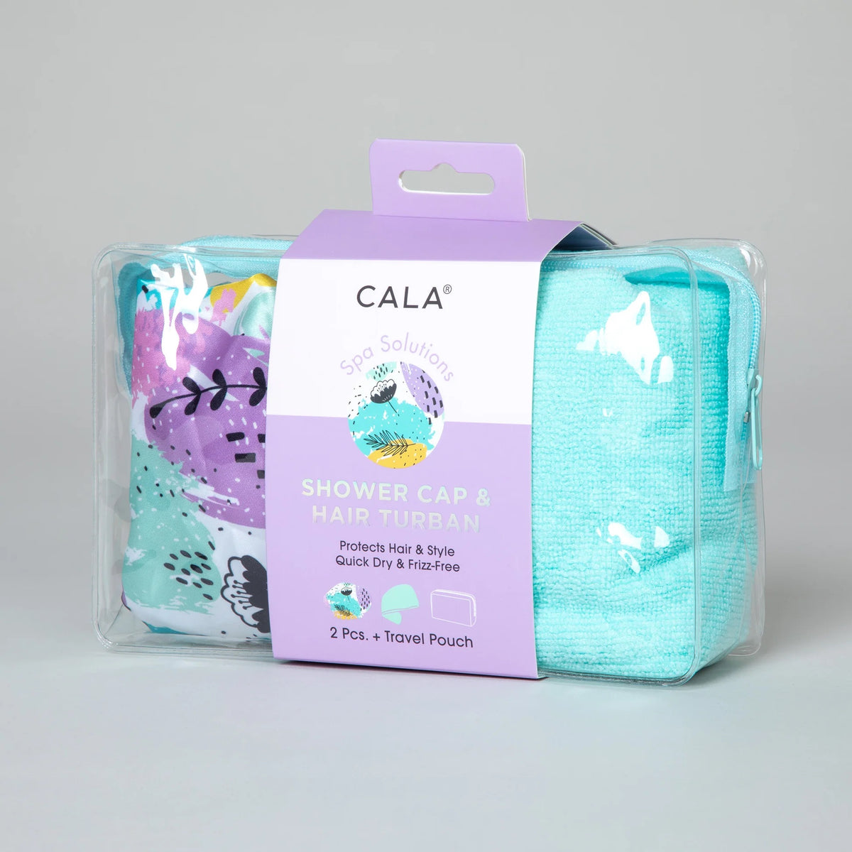 CALA Spa Solutions - Set de Gorro de Ducha y Turbante de Microfibra