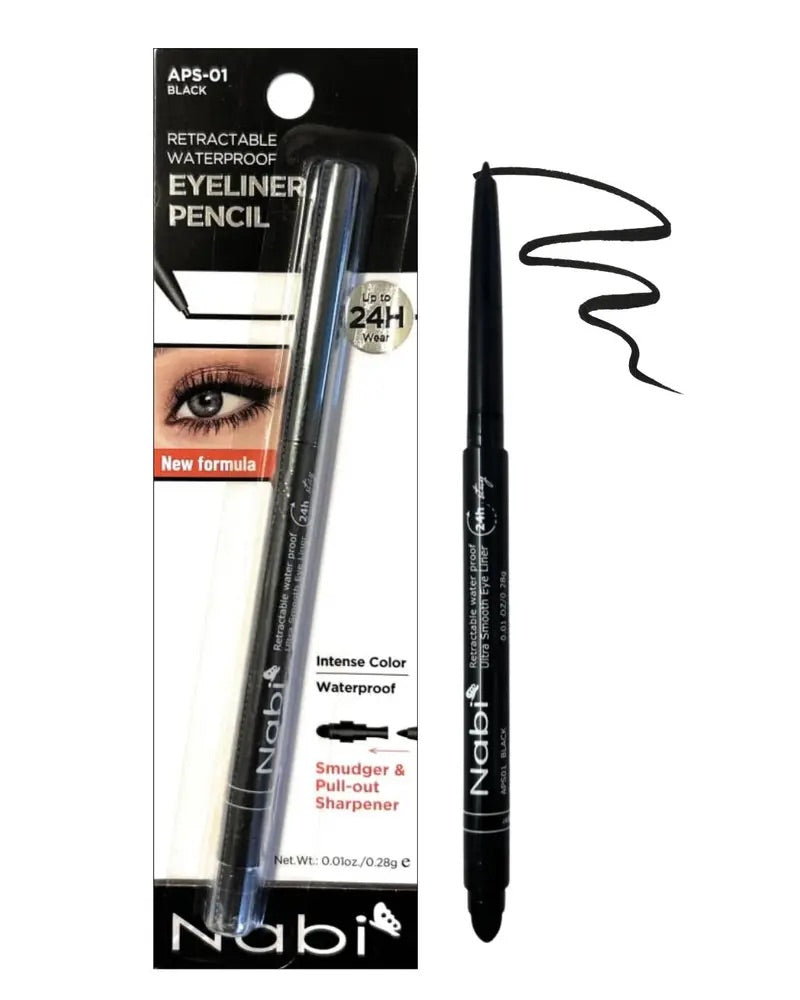 Delineador de Ojos Retráctil Nabi Waterproof con Difuminador y Sacapuntas